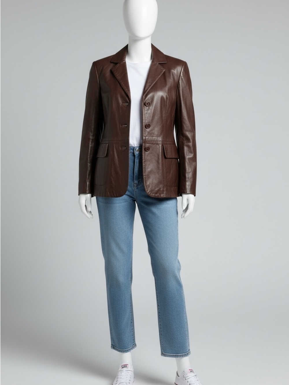 Tribal Genuine Leather Blazer Jacket Women’s Size 10 Brown Classic Lined Coat - Picture 12 of 12